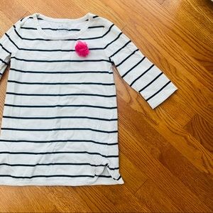 Girls Nautical stripe tunic with rosette, size 6-7 three quarter sleeve - cute!